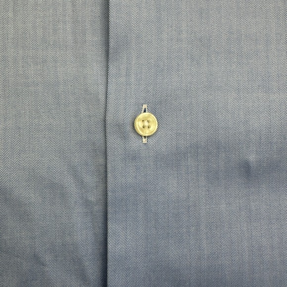 Suitsupply Dress Shirt Mens 16.5 Blue Cotton Two Ply Rounded Cuff Button Down - Picture 4 of 8